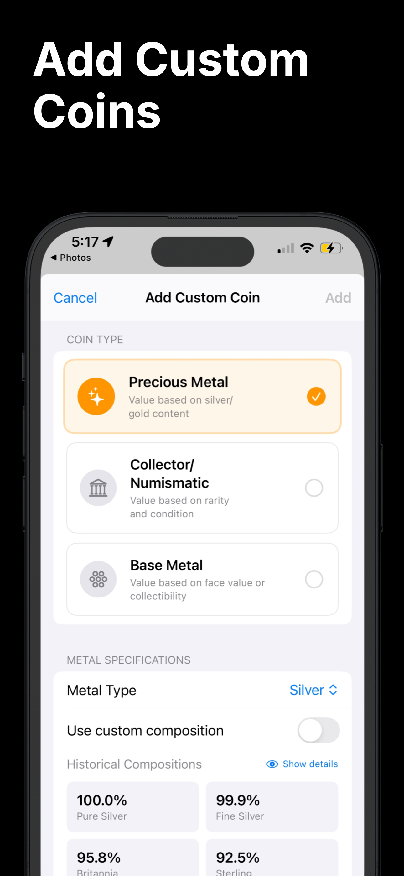 Coin Value Identifier App - Collection Overview