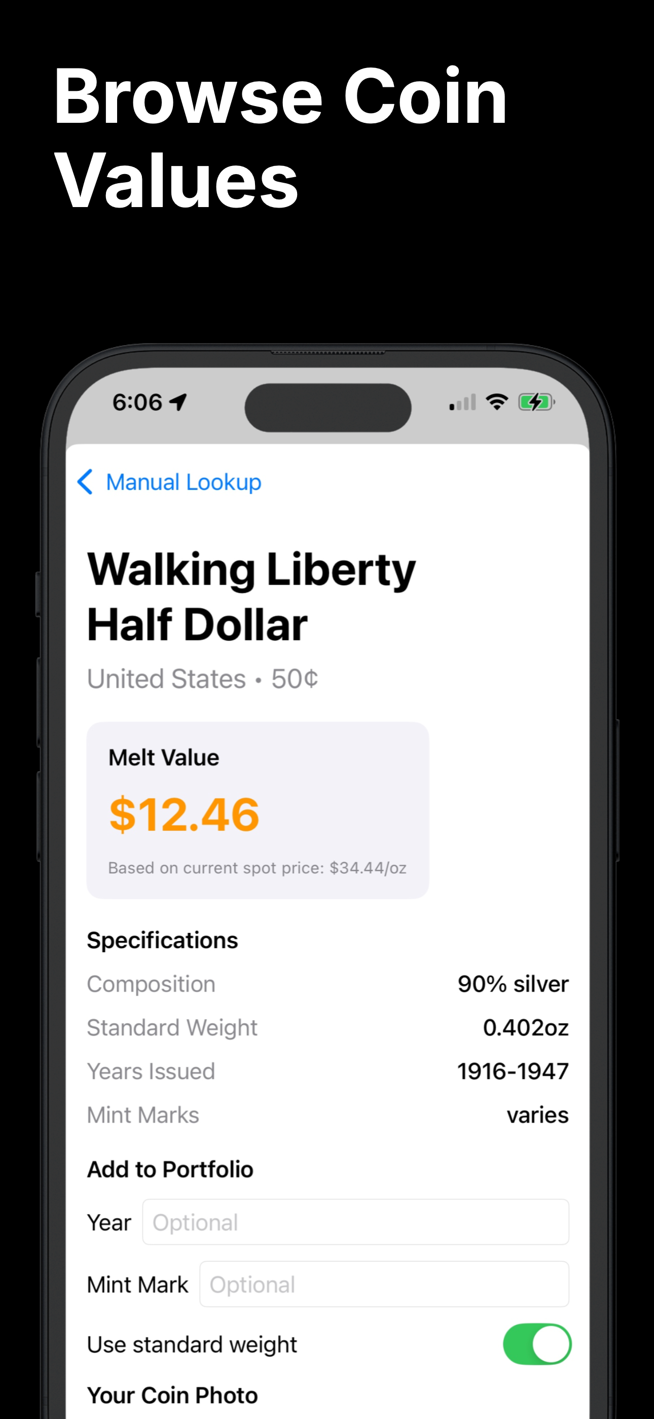 Coin Value Identifier App - Settings Panel