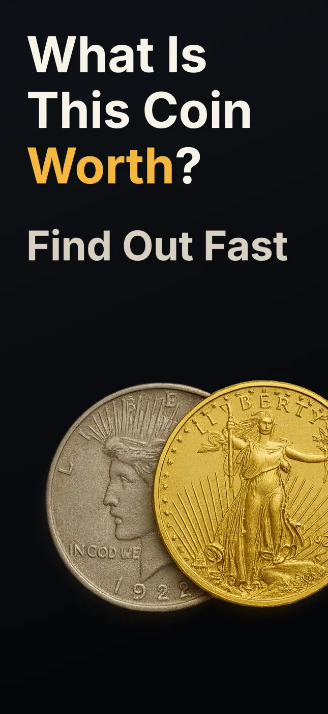 Coin Value Identifier app screenshot showing AI coin identification results